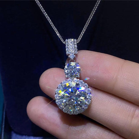 Moissanite Necklace  925 Silver Platinum Plating  Drip Pendant Chain Jewelry-JW00086- Veeddydropshipping