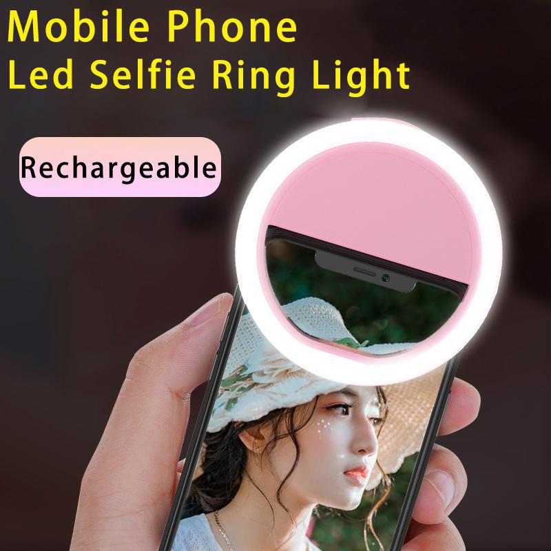 USB Rechargeable LED Selfie Ring Light Mobile Phone Fill Light Lens LED Selfie Lamp Ring-PA00798-Veeddydropshipping