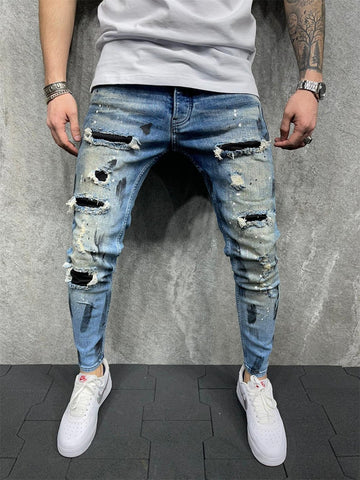 Summer Autumn Thin Slim Regular Fit Straight Jeans Elasticity-MF00519-Veeddydropshipping