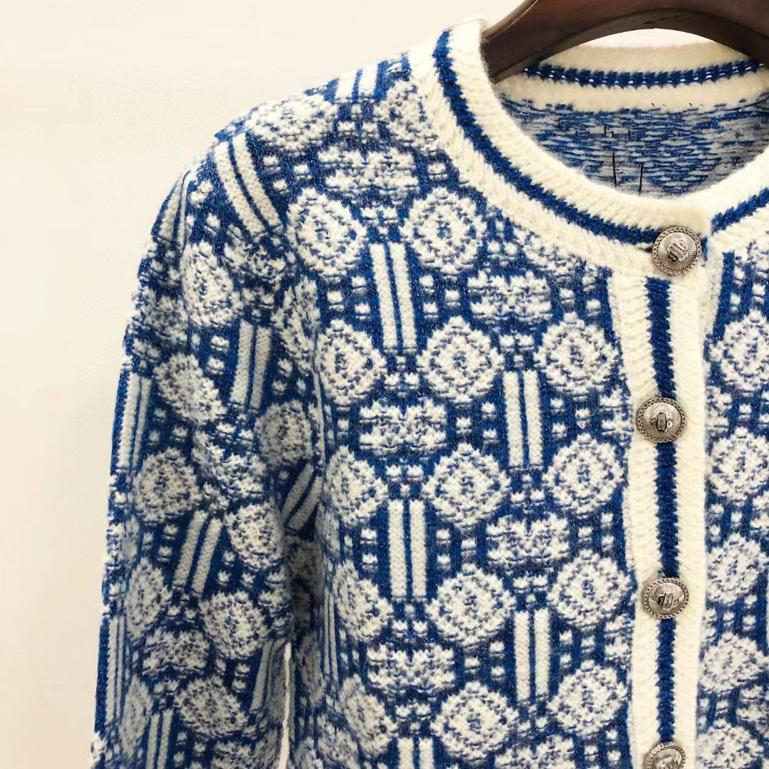Women Printed Vintage High Street Printed Cardigan Pairs-Veeddydropshipping