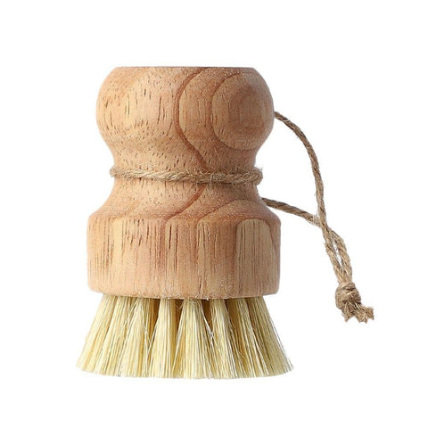 Palm Pot Brush Bamboo Round Mini Scrub Brush-HA01096-Veeddydropshipping