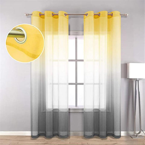 Linen Sheer Curtains for Bedroom Gradient-HA00427-Veeddydropshipping