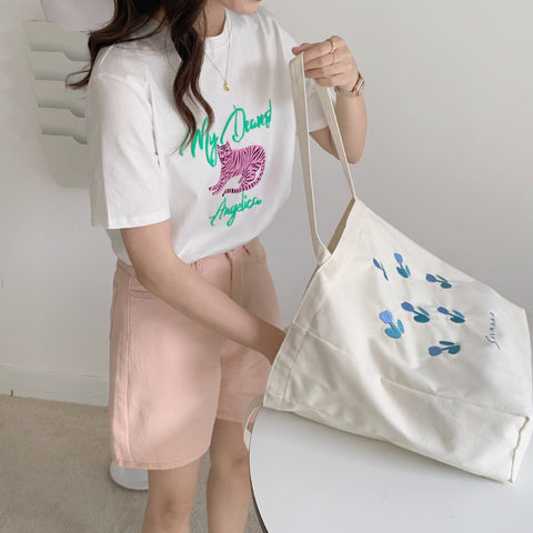 Women Tulip Printing Ladies Casual Handbag Tote Bag Large Capacity-BS00175-Veeddydropshipping