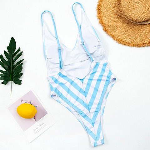 New Sexy Backless Striped Women Swimwear One Piece Swimsuit Female monokini -OS00128-Veeddydropshipping