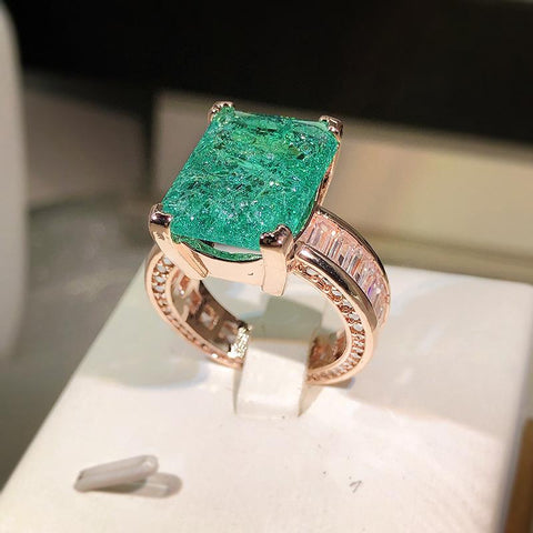 18K Gold Emerald Couples Ring For Women Full Diamond Zircon-JW00021-Veeddydropshipping
