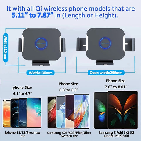 15W Car Wireless Charger Dual Coil Phone Holder For Samsung Galaxy-PA01068-Veeddydropshipping