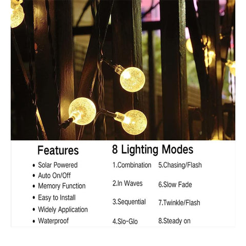 Outdoor Solar String Light 60 LED 8 Modes Crystal Ball/Star Lights-TI00815-Veeddydropshipping