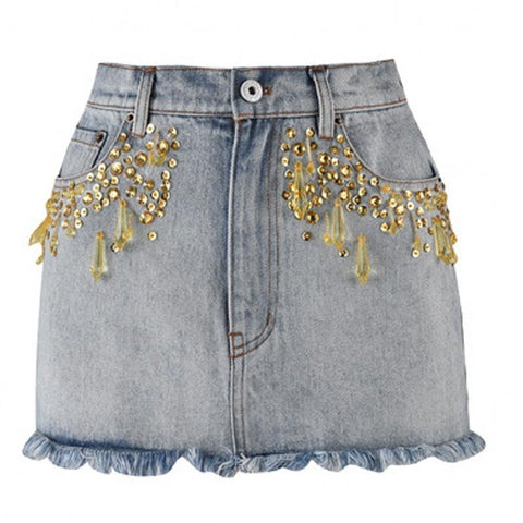 Street Fashion Beading Short Skirt-Veeddydropshipping