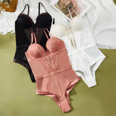 Female Sexy Bodysuit Lace  Bra Panties-WF00983-Veeddydropshipping