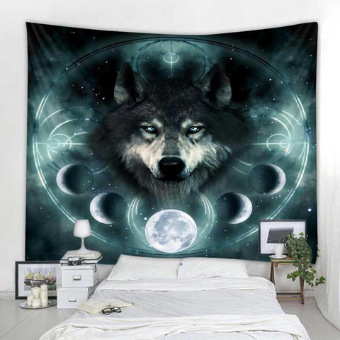 Fantasy wolf tapestry wall hanging room decoration-HA00224-Veeddydropshipping