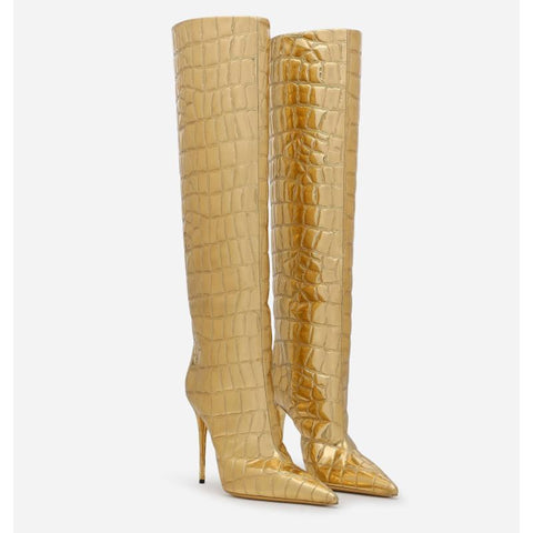 Thin High Heel Long Tube Women&#39;s Boots Stone-BS01054-Veeddydropshipping