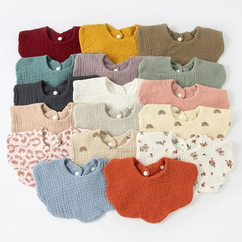 1pc Solid Colour Baby Bib Soft Pure Cotton Newborn Burp Cloth Infants-TB00731-Veeddydropshipping