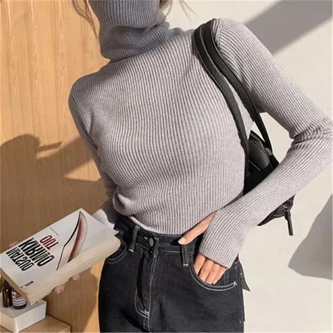 Women heaps collar Turtleneck Sweaters Slim Pullover-WF00004-Veeddydropshipping