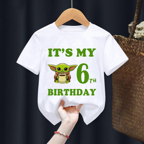 Yoda Children T-Shirt Birthday Number Star Wars Girl Boy Kawaii Cartoons-TB01117-Veeddydropshipping