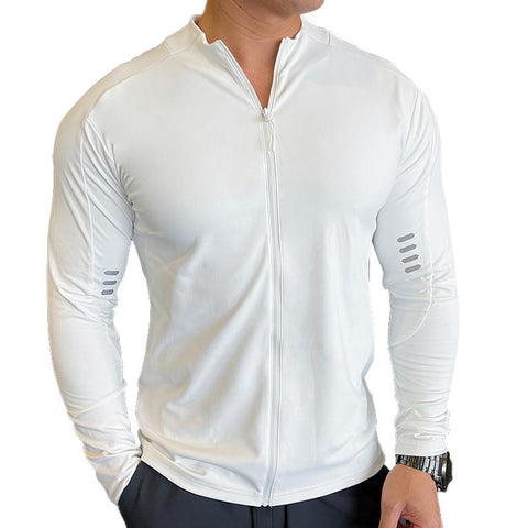 Men Autumn Fitness Coats Stand Collar Zipper Quick Dry Long Sleeve Sportwear Gym -OS00713-Veeddydropshipping