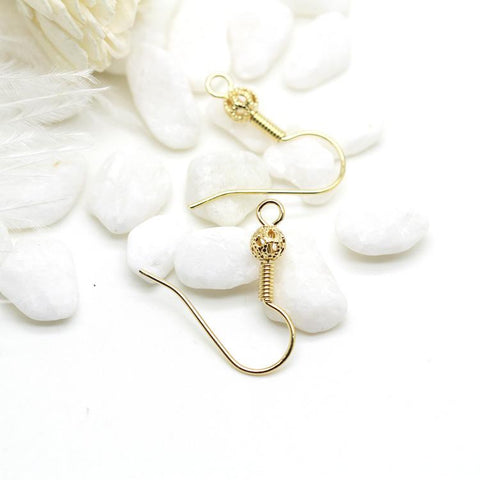 20PCS  earrings DIY accessories hooks findings flower ball spring silver wholesale-JW01590-Veeddydropshipping