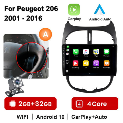 For Peugeot 206 2001 - 2016 Car Radio Multimedia Video Player-AM00650-Veeddydropshipping