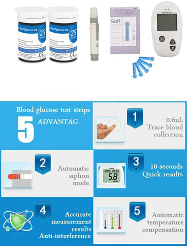 Blood Glucose Meter Test Strips Lancets Glucometer kit-BH00800-Veeddydropshipping