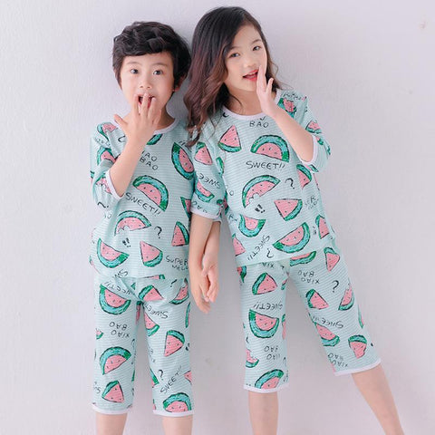 Boys Girls Pajamas New Summer Short Sleeve  Cotton Pyjamas-TB01088-Veeddydropshipping
