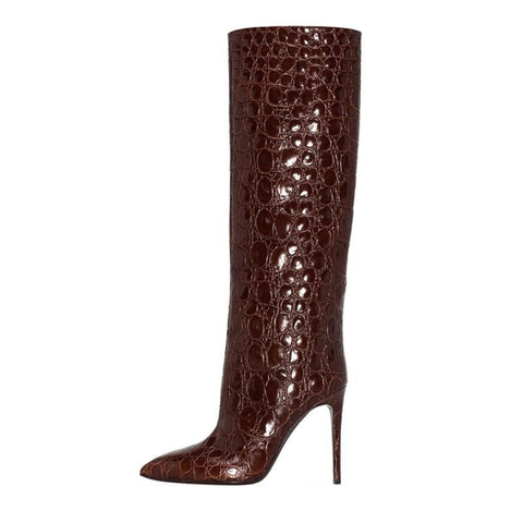 Thin High Heel Long Tube Women&#39;s Boots Stone-BS01054-Veeddydropshipping