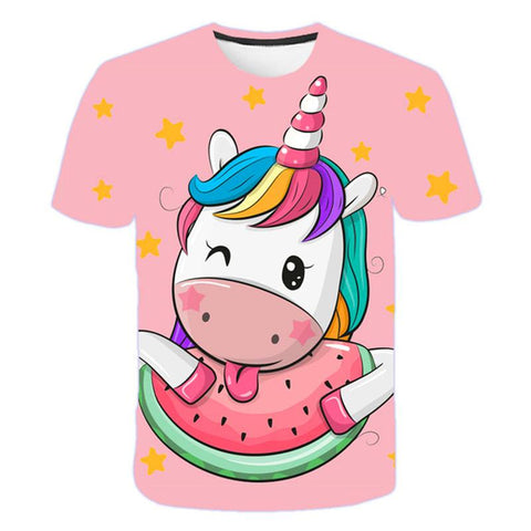 3D Boy Girl Clothes Unicorn Printed T-shirt Summer Wild Face Casual-TB01153-Veeddydropshipping