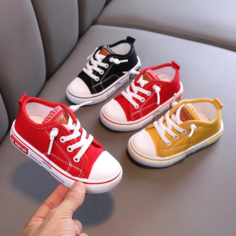 2022 Spring New Kids Canvas Shoes for Boys Solid Red Light School-TB00115-Veeddydropshipping