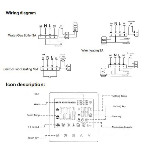 Tuya WiFi Smart Thermostat LCD Display Touch Screen for Water Electric-TI01010-Veeddydropshipping