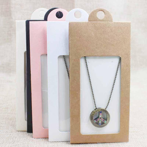 30PCS color cardboard jewelry  display window hanger box -JW01678-Veeddydropshipping