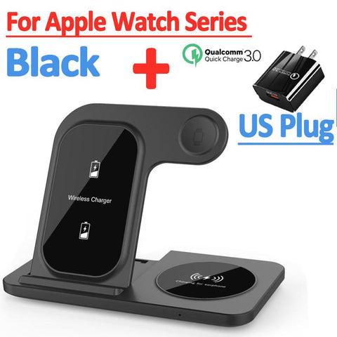 100W Fast Wireless Charger Stand For iPhone 14 13 12 11 8 Apple Watch 3 in 1 Foldable-PA01059-Veeddydropshipping