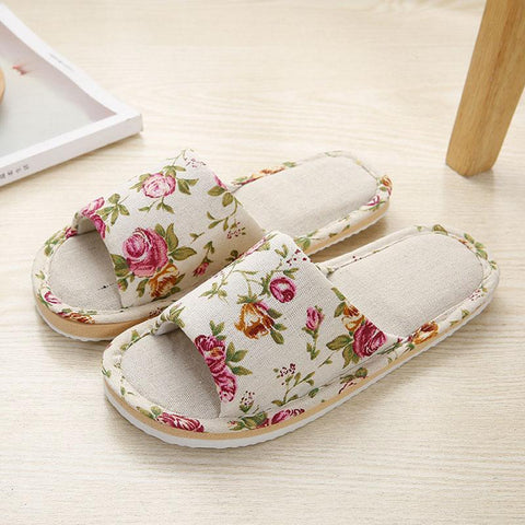 Autumn Linen Home Slippers Female Soft Comfortable-BS01186-Veeddydropshipping