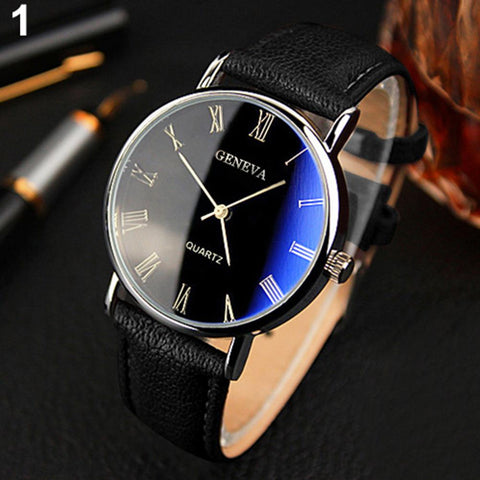 Men Watch Roman Faux Leather Band Quartz-JW00725-Veeddydropshipping