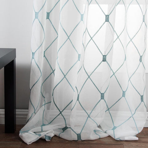 Sheer Curtains Tulle Window Curtains-HA00415-Veeddydropshipping