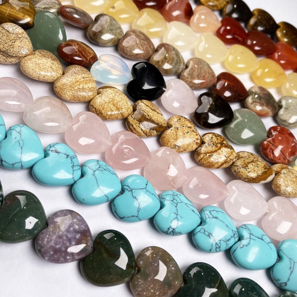 Natural Stone Heart shape Loose Beads Crystal for Jewelry Making DIY -JW01491-Veeddydropshipping