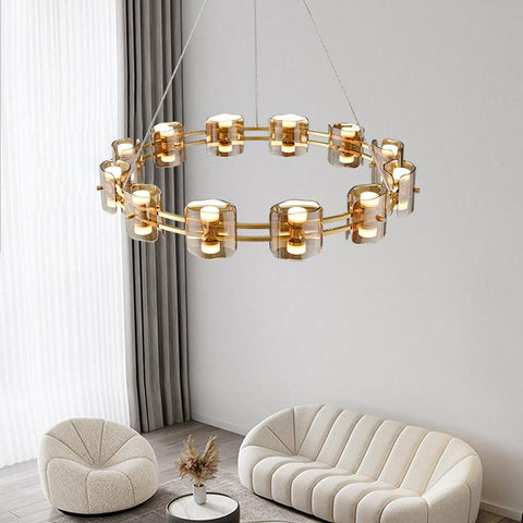 Chandelier light luxury glass round-TI00406-Veeddydropshipping