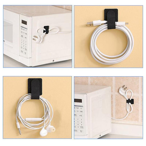 10pcs Self-Adhesive Cable Organizer Clip Ties Cord Management Wall Wire Hook Holder Wrapper Kitchen-PA00857-Veeddydropshipping