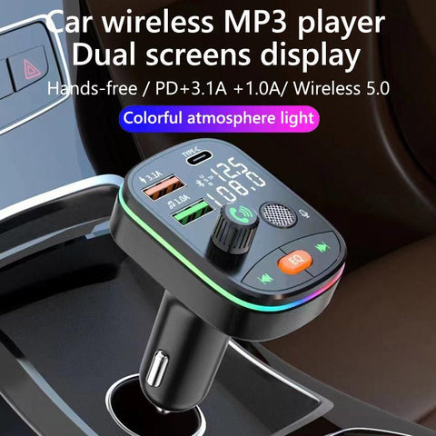Bluetooth 5.0 Wireless FM Transmitter Dual Display-PA01185-Veeddydropshipping