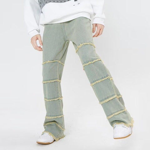 Washed Blue Baggy Men Jeans Pants Straight Hip Hop-MF00643-Veeddydropshipping
