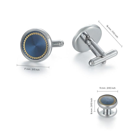Luxury Man Shirt Cufflinks Vintage Blue Cufflink -JW01300-Veeddydropshipping