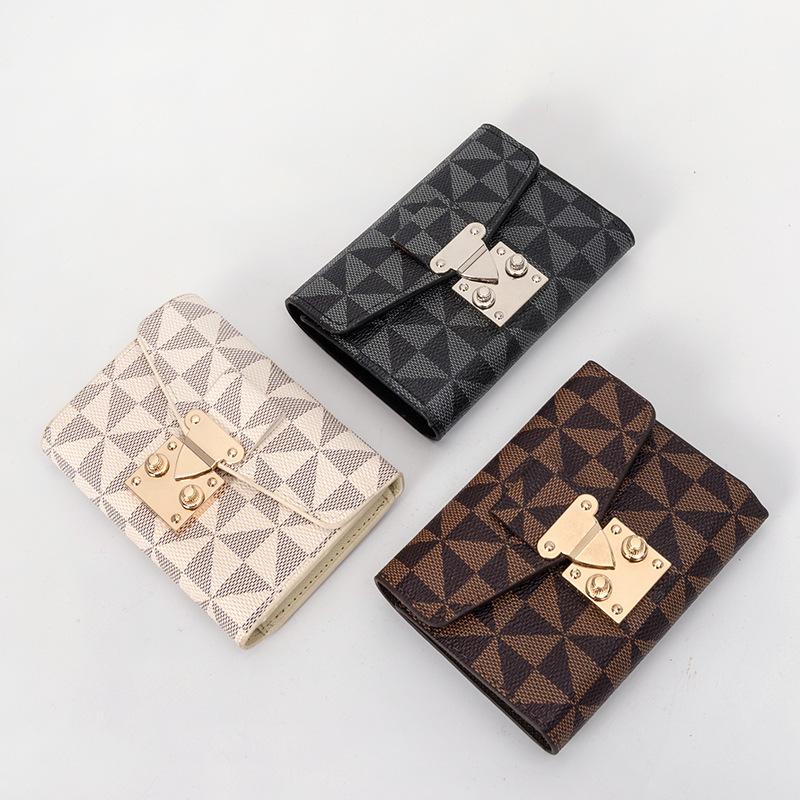 Women&#39;s Short Lock Print Multi Card Anti Degaussing Large-BS00204-Veeddydropshipping