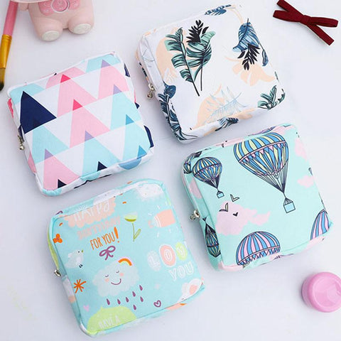Cute Girl Makeup Lipstick Mini Sanitary Napkins Bags Women Small Cosmetic Bag Kit Travel Earphone-PA00914-Veeddydropshipping