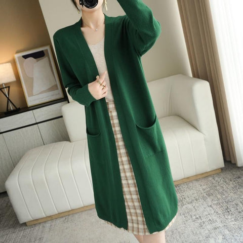 Women Cashmere Casual Long Knitted Cardigan sweater coat-Veeddydropshipping