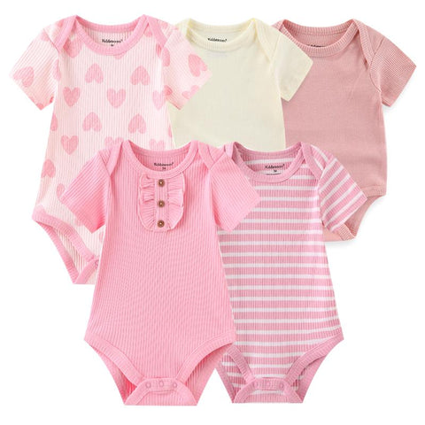New Born Bodysuits 2023 Unisex 5Pieces Baby Girl Clothes Solid-TB00313-Veeddydropshipping