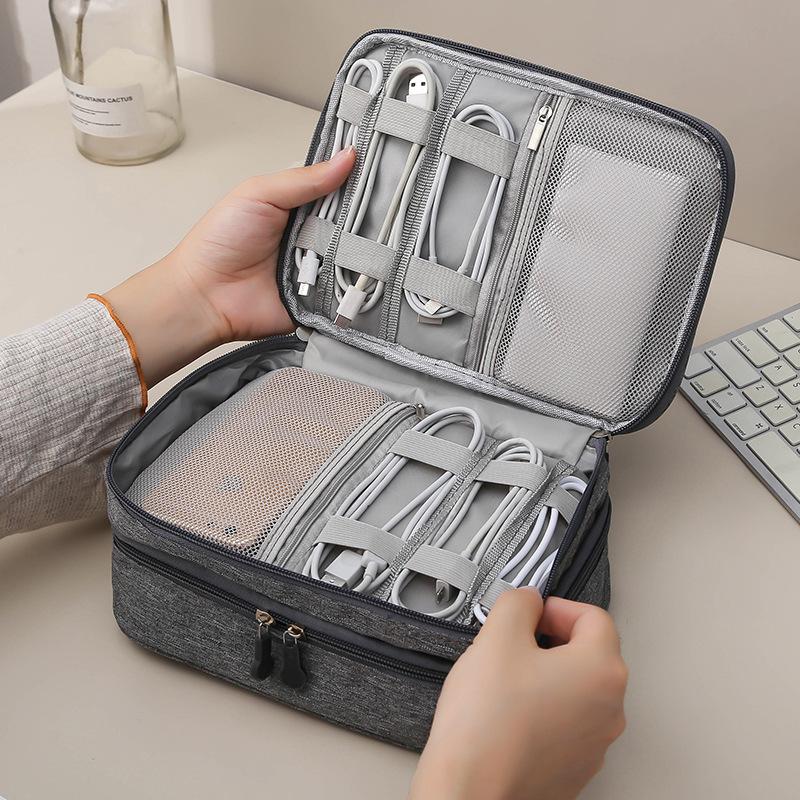 3 Tier Portable Wire USB Line Holder Bag Travel Power Bank Earphone Line Organizer Box-PA00916-Veeddydropshipping