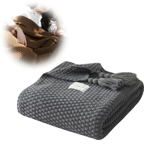 Thread Blanket with Tassel Throw Blanket-HA00444-Veeddydropshipping