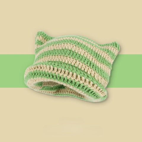 Devil Striped Knitted Wool Cap Autumn and Winter-Veeddydropshipping