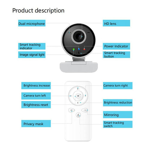 Auto Tracking Web Camera With Remote Control Microphone  -CO00130-Veeddydropshipping