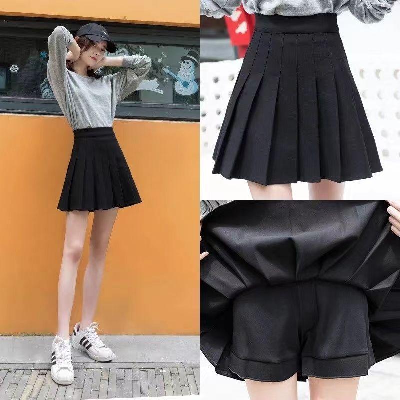 New Pleated Skirt Skirt High Waist Slim A-line Student Skirt-WF00089-Veeddydropshipping