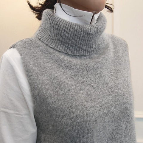 Women Knitted High-neck Vest Loose Comfortable Cashmere Sweater-Veeddydropshipping