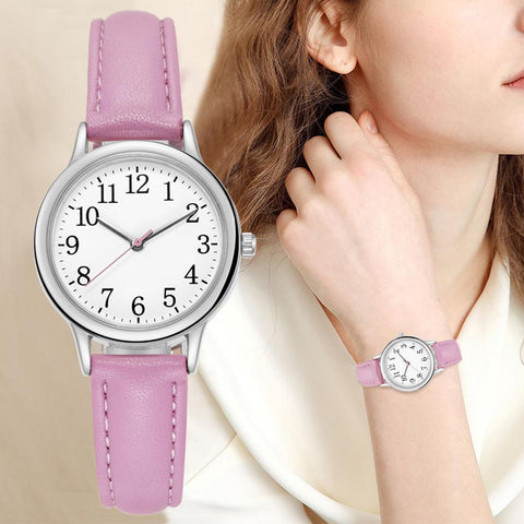 Quartz Watch Numerals Simple Leather Strap Lady-JW01057-Veeddydropshipping