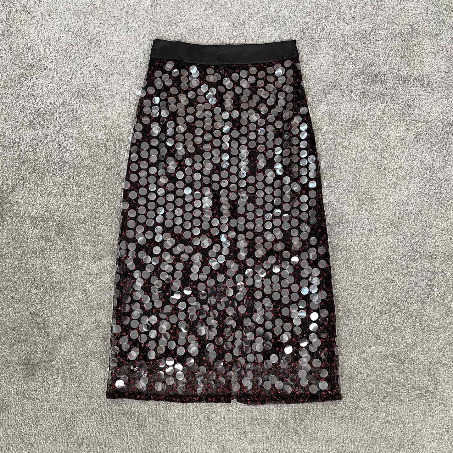 Women embroidered sequin half-body skirt mermaid-WF00474-Veeddydropshipping